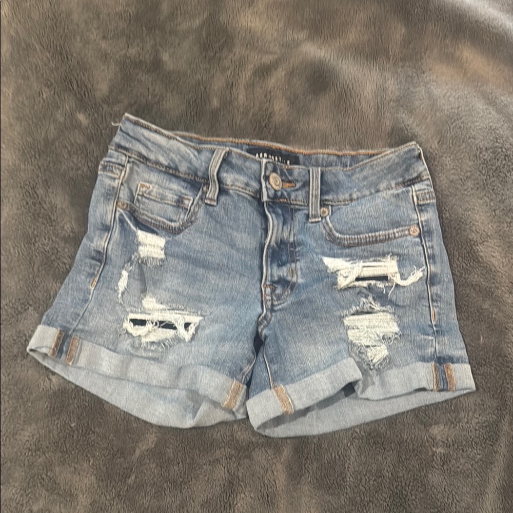Aeropostale Blue Distressed Jean Shorts